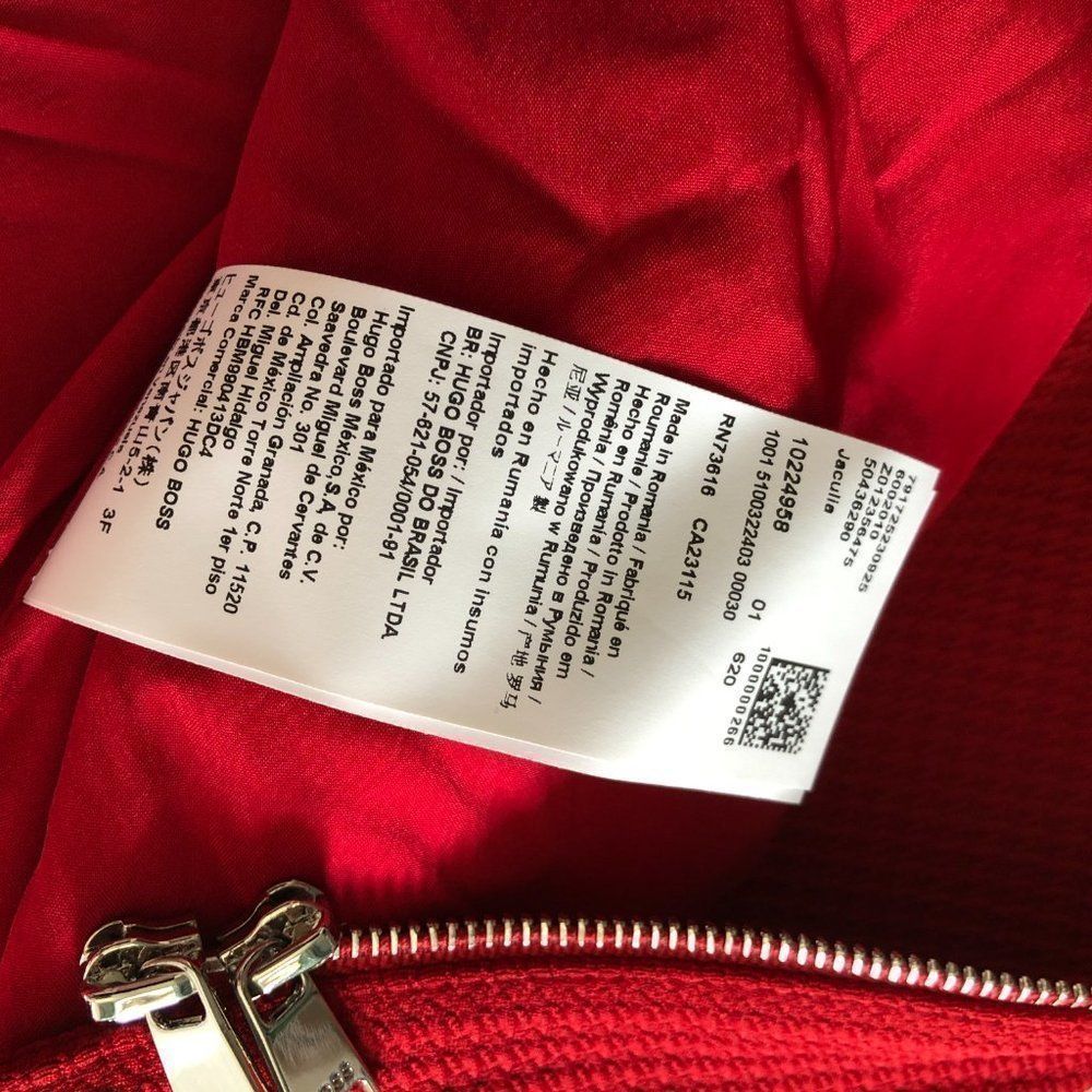 BOSS Jaculia Houndstooth Zip Red Jacket Size 14 - Picture 9 of 14